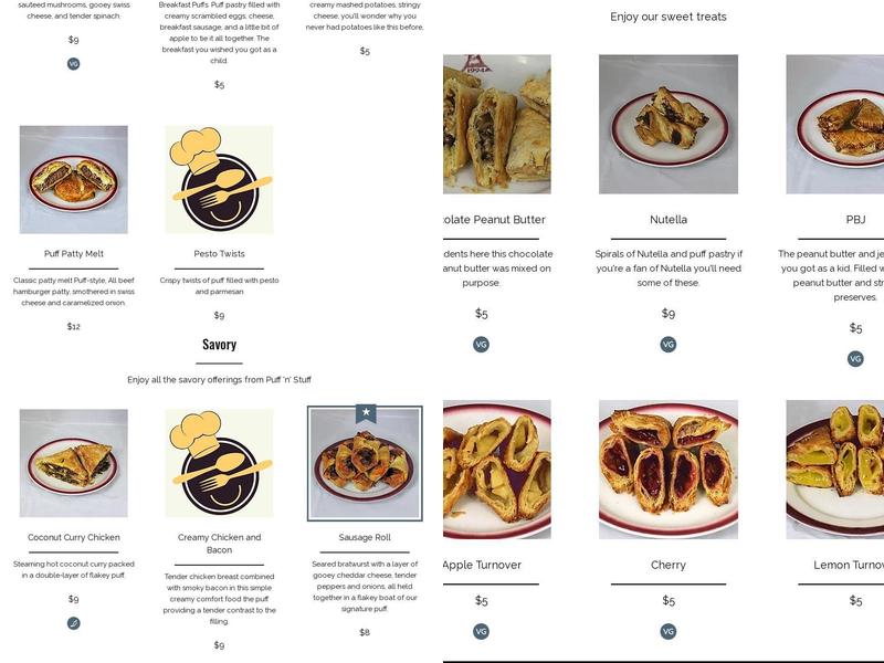 Puff 'n' Stuff Menu