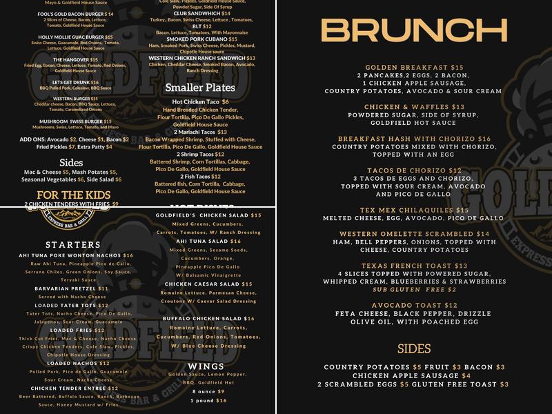 Goldfield - Roseville Menu