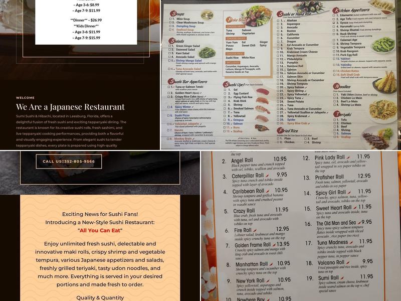 Sumi Sushi & Hibachi Menu