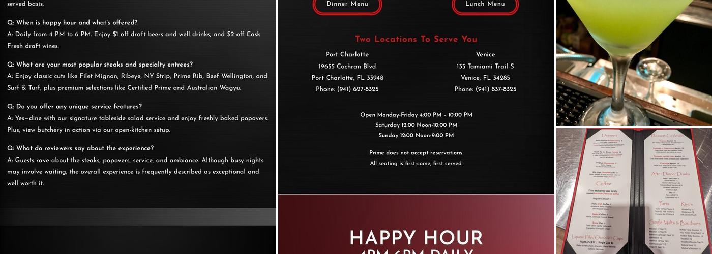 PRIME Serious Steak Venice Menu