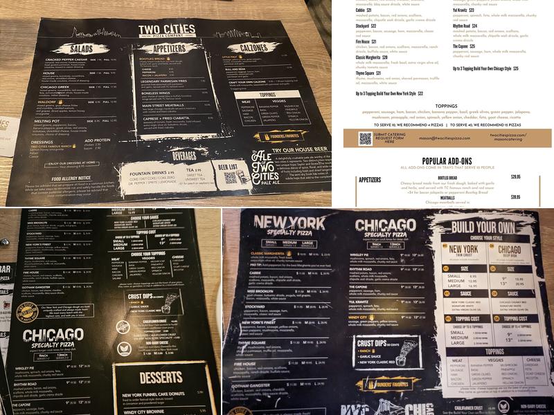 Two Cities Pizza Co. Menu