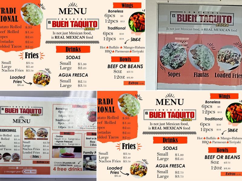 El Buen Taquito Extra Menu