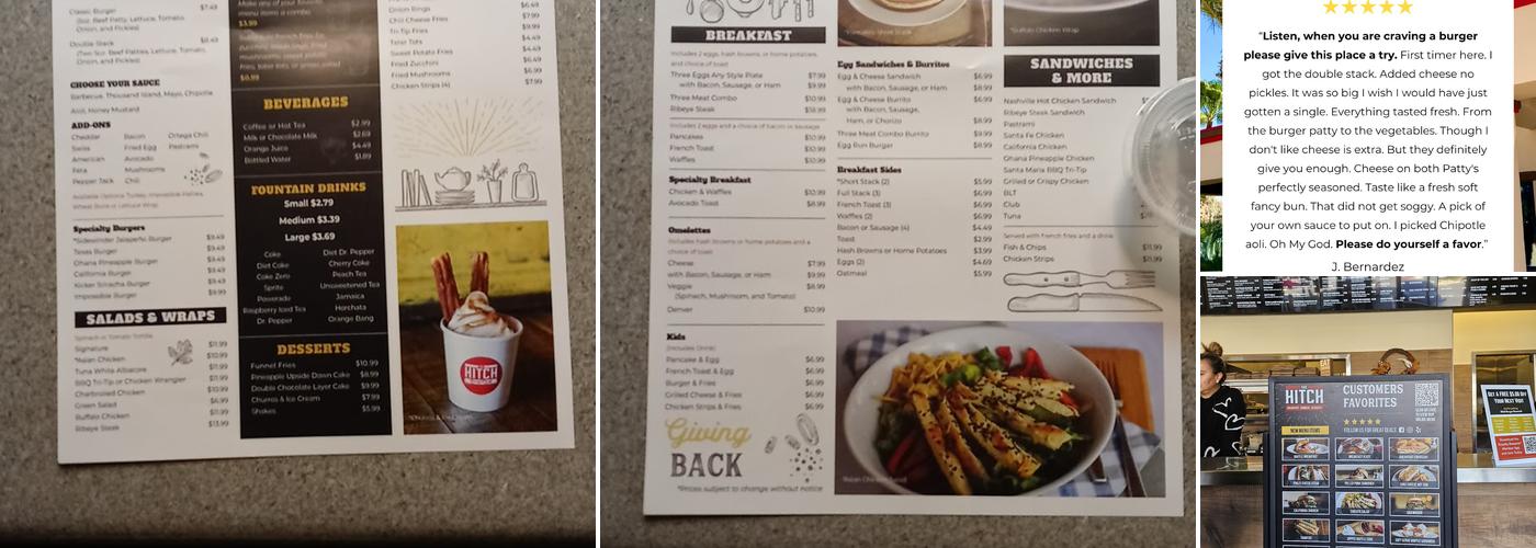 The Hitch Burger Grill - Upland Menu