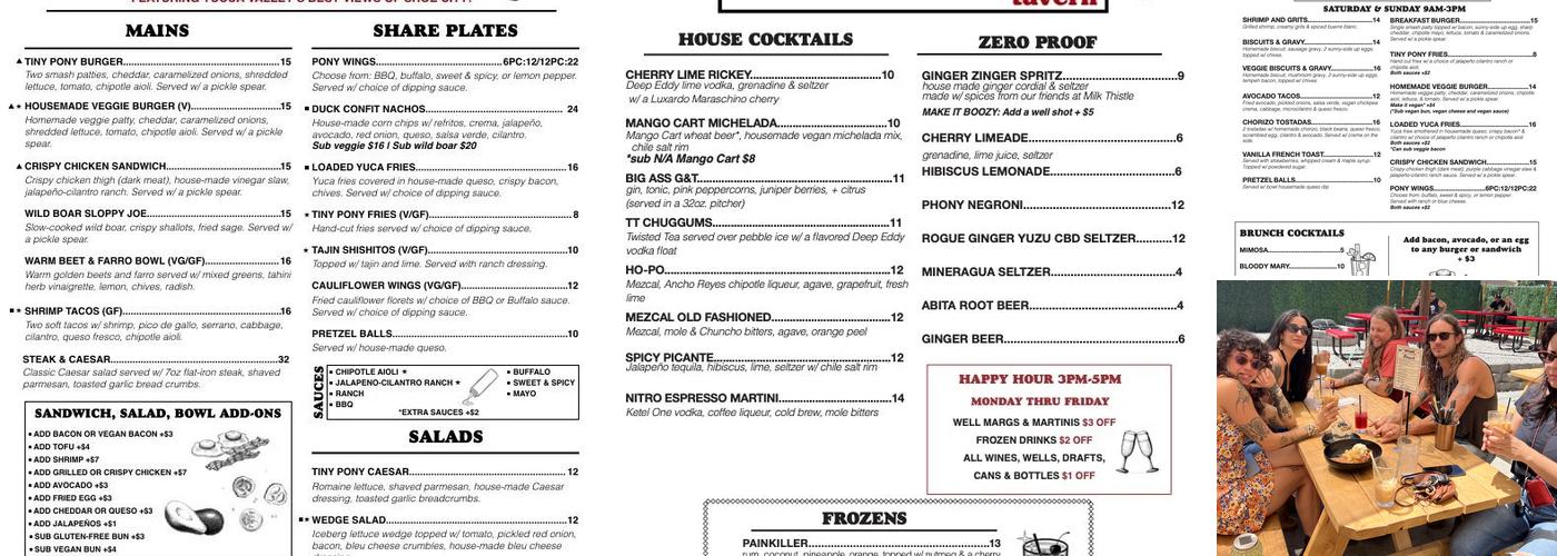 The Tiny Pony Tavern Menu