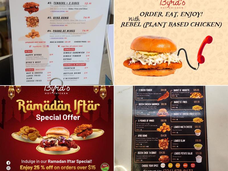 Byrds Hot Chicken Algonquin Menu