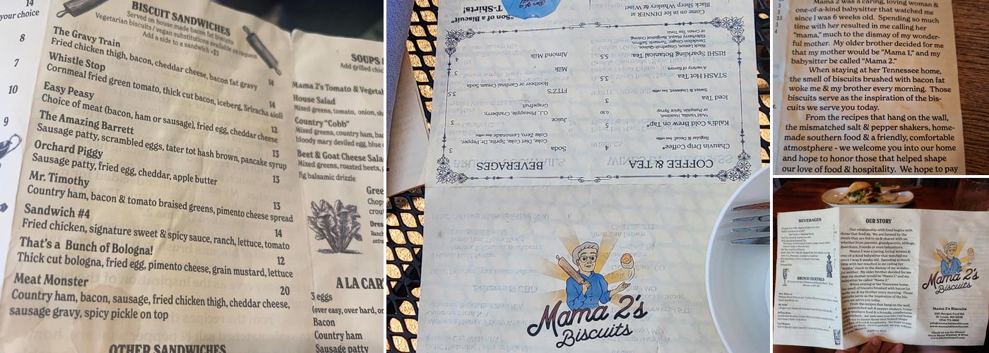 Mama 2's Biscuits Menu