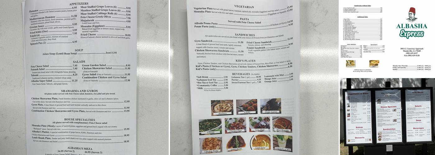 Albasha Express Menu