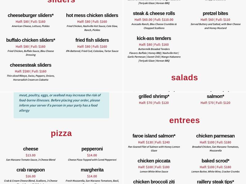 Raillery Public House Menu