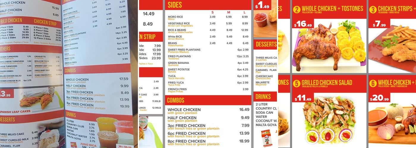 Pollo Centro Worcester Menu