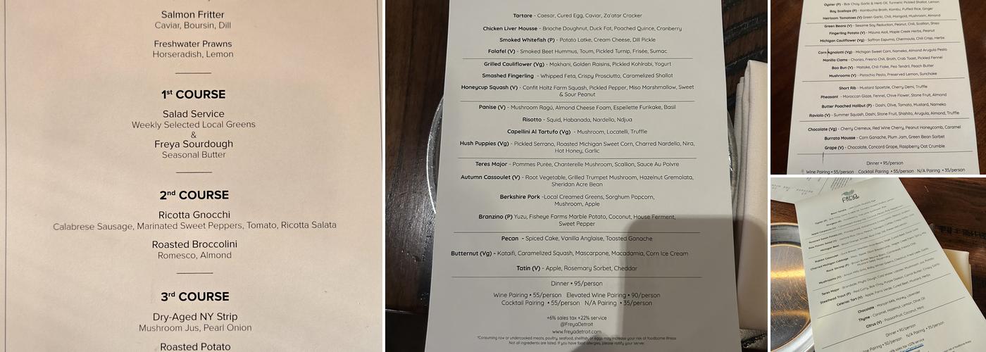 Freya Menu