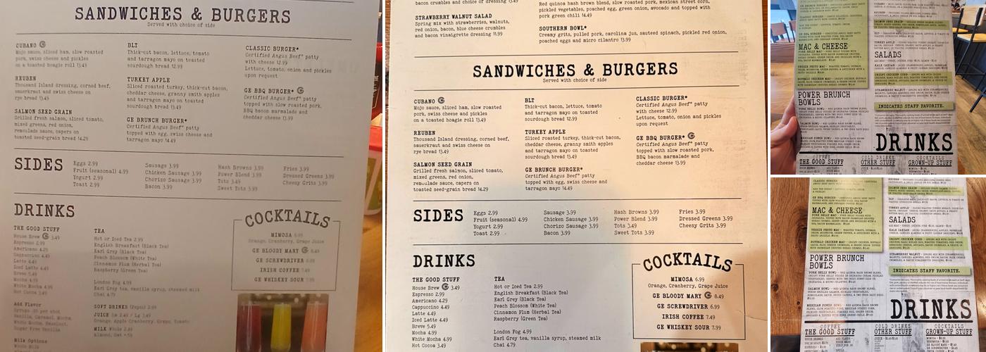 Good Evans Breakfast & Lunch Menu