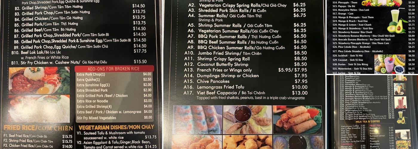 Pho South Corner Menu