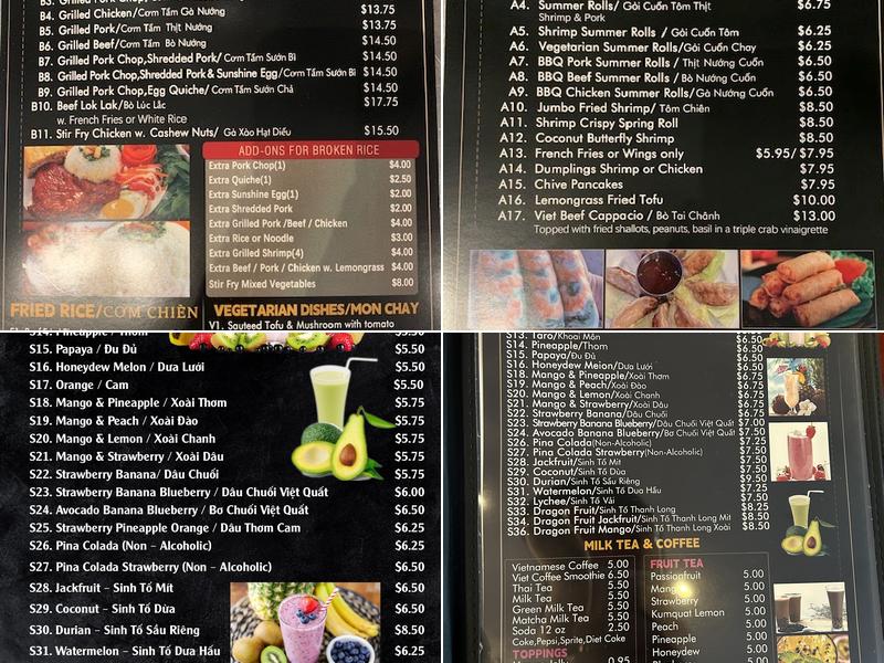 Pho South Corner Menu