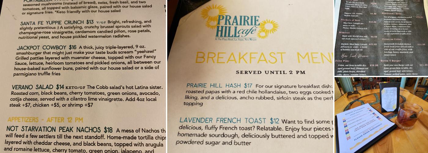 Prairie Hill Cafe Menu