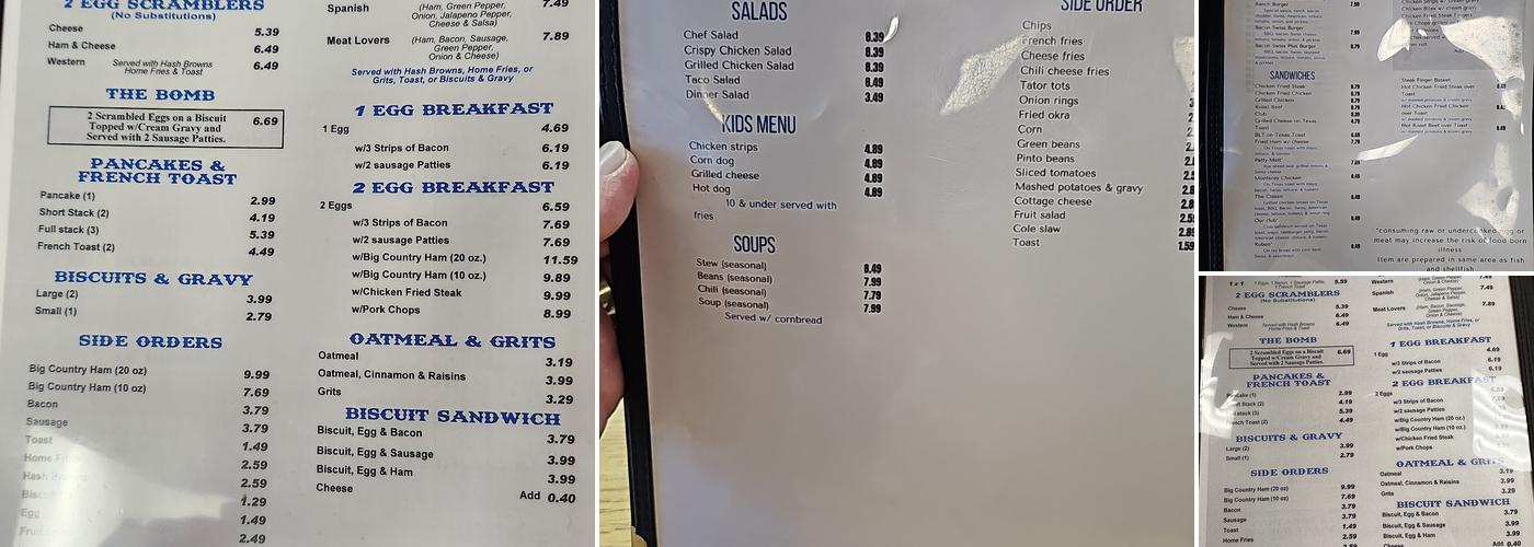 Fred's Cafe 29 Menu