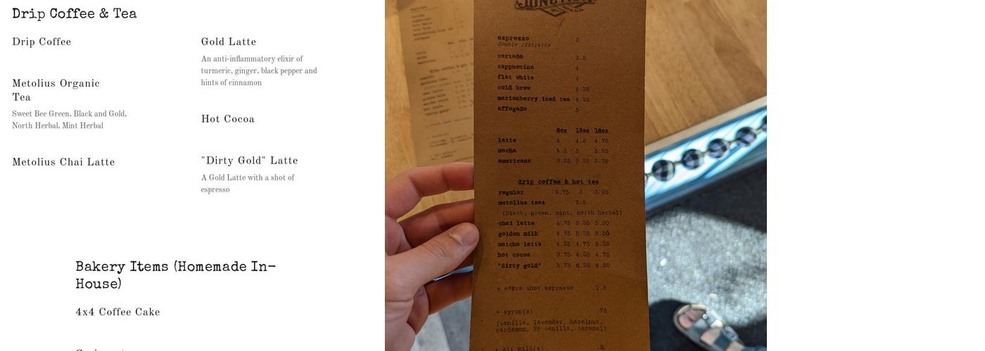 Junction Coffee Menu