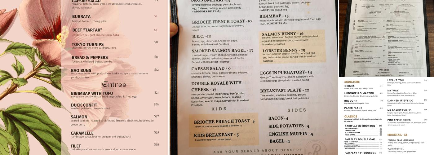 John Ryan Brewery Menu