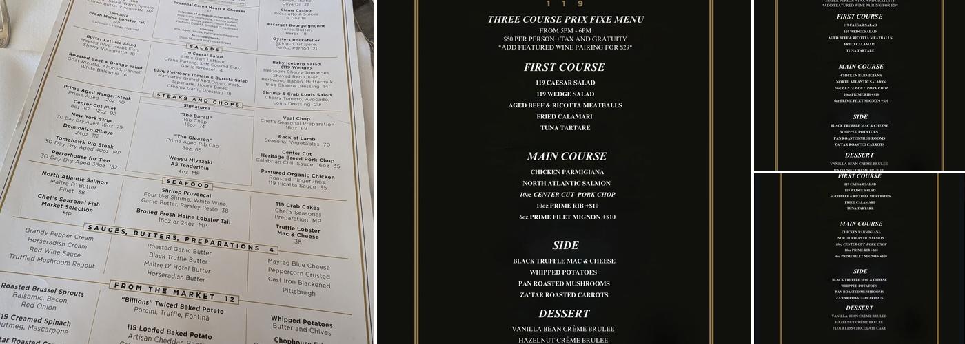 Chophouse 119 Menu
