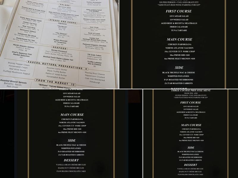 Chophouse 119 Menu