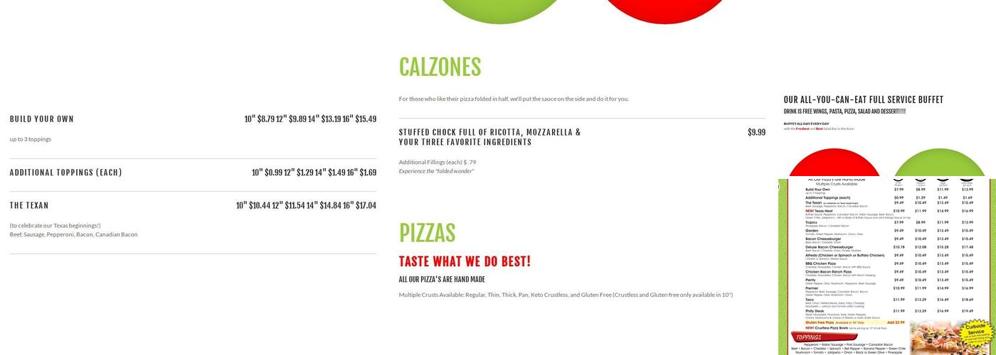Potter's Pizza Menu