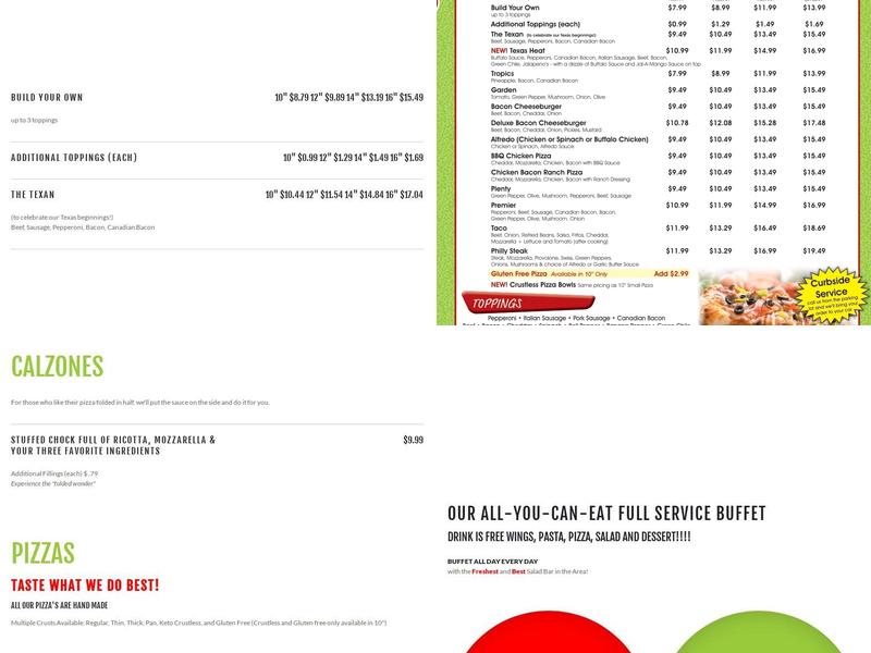 Potter's Pizza Menu
