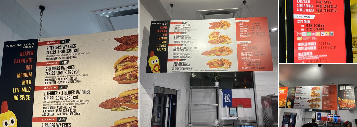 Dave's Hot Chicken Menu