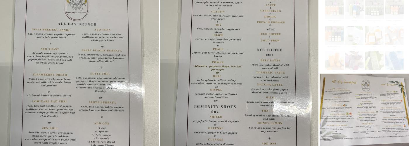 Zen Press Juice Menu