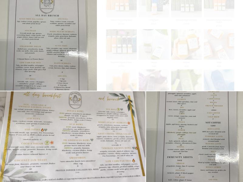 Zen Press Juice Menu