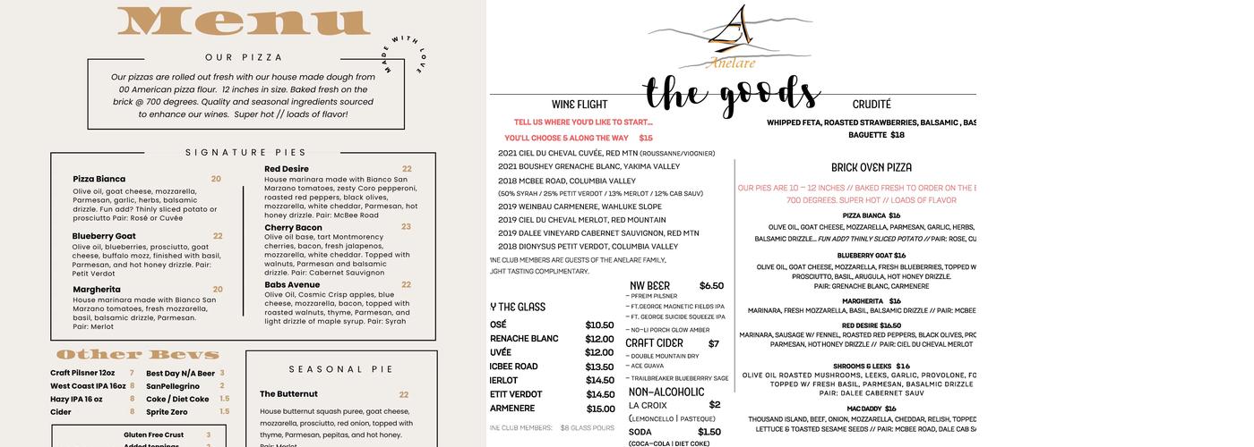Anelare Menu