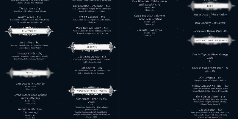 Eats & Elixirs Menu