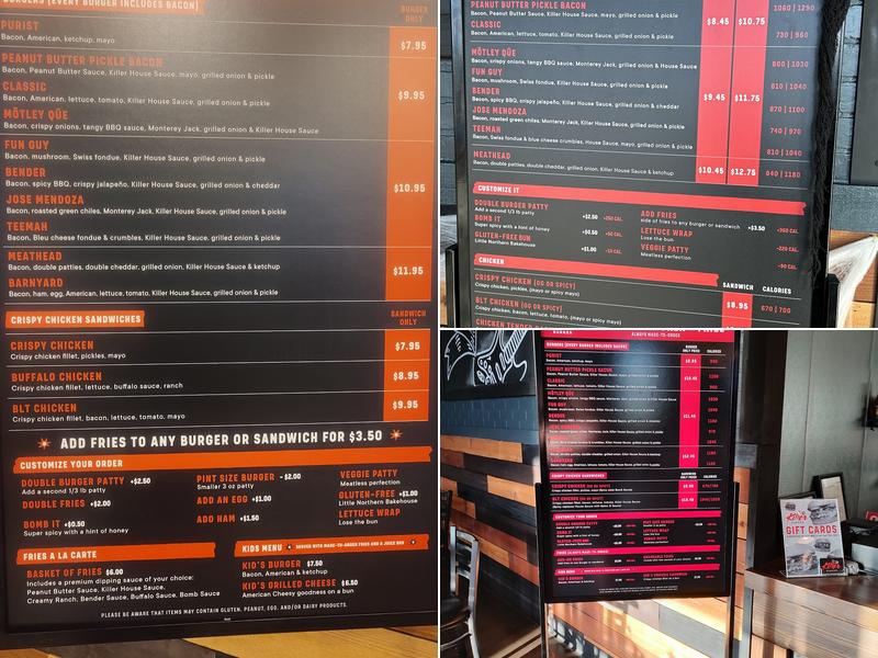 Killer Burger Orchards Menu