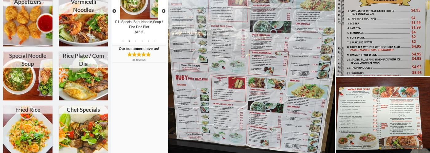 Ruby Pho & Deli Menu