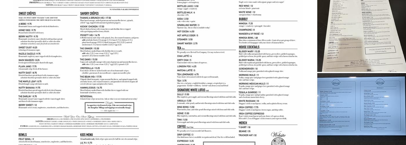 Crêpe Café Sisters Leavenworth Menu