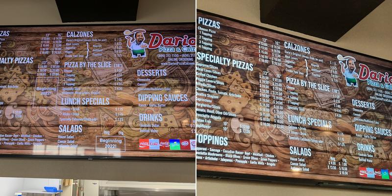Dario’s Pizza & Calzones Menu