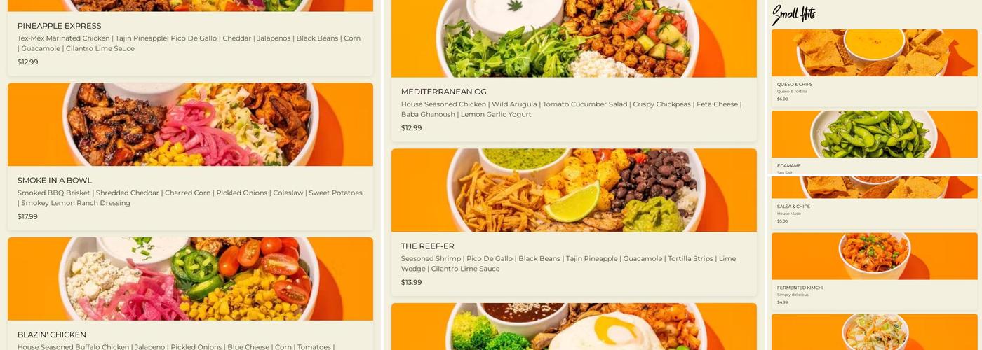 Packin' Bowls Menu