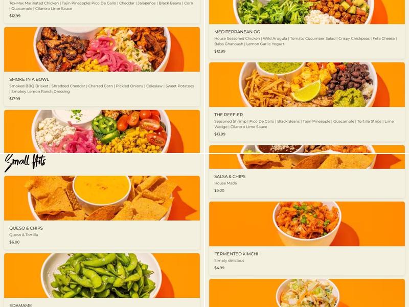 Packin' Bowls Menu