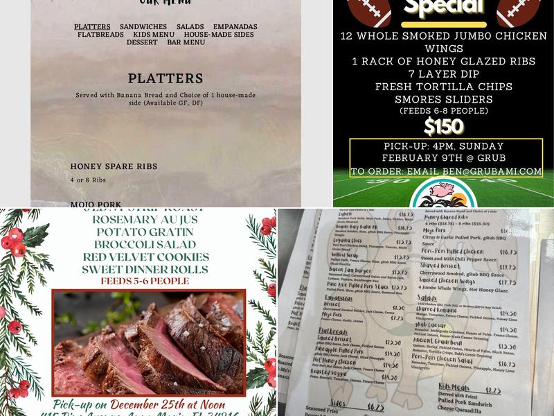 gRub Tropical BBQ Menu