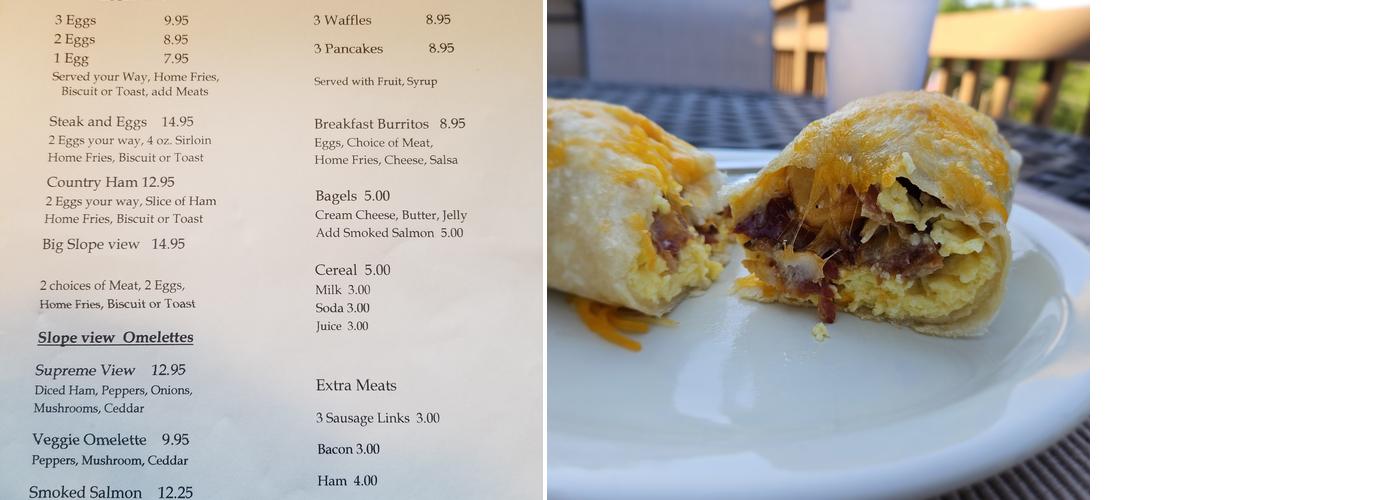 Slope View Cafe Menu