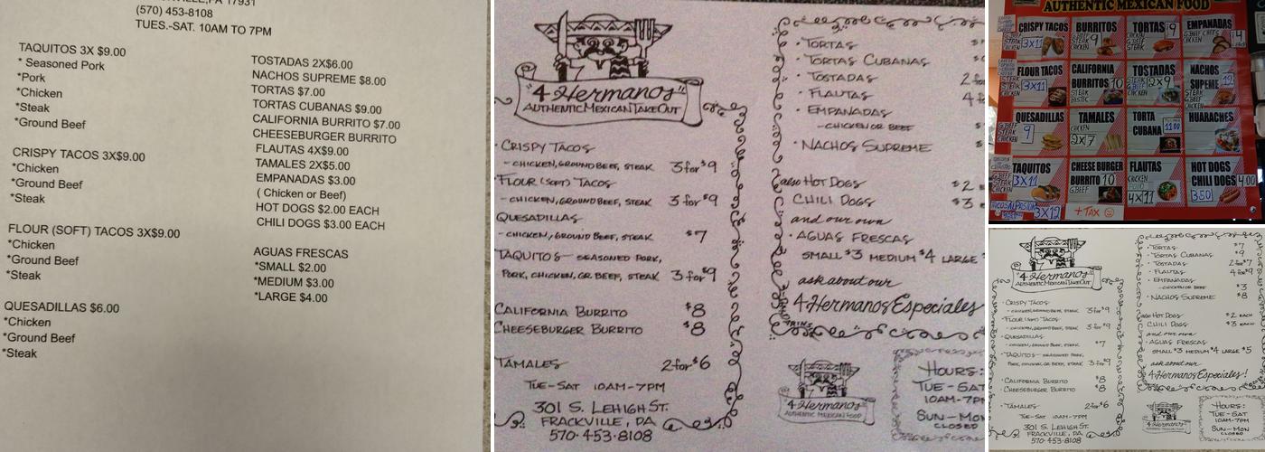 4 Hermanos taquería Menu