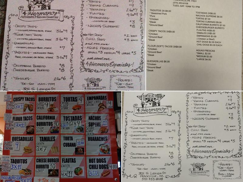 4 Hermanos taquería Menu