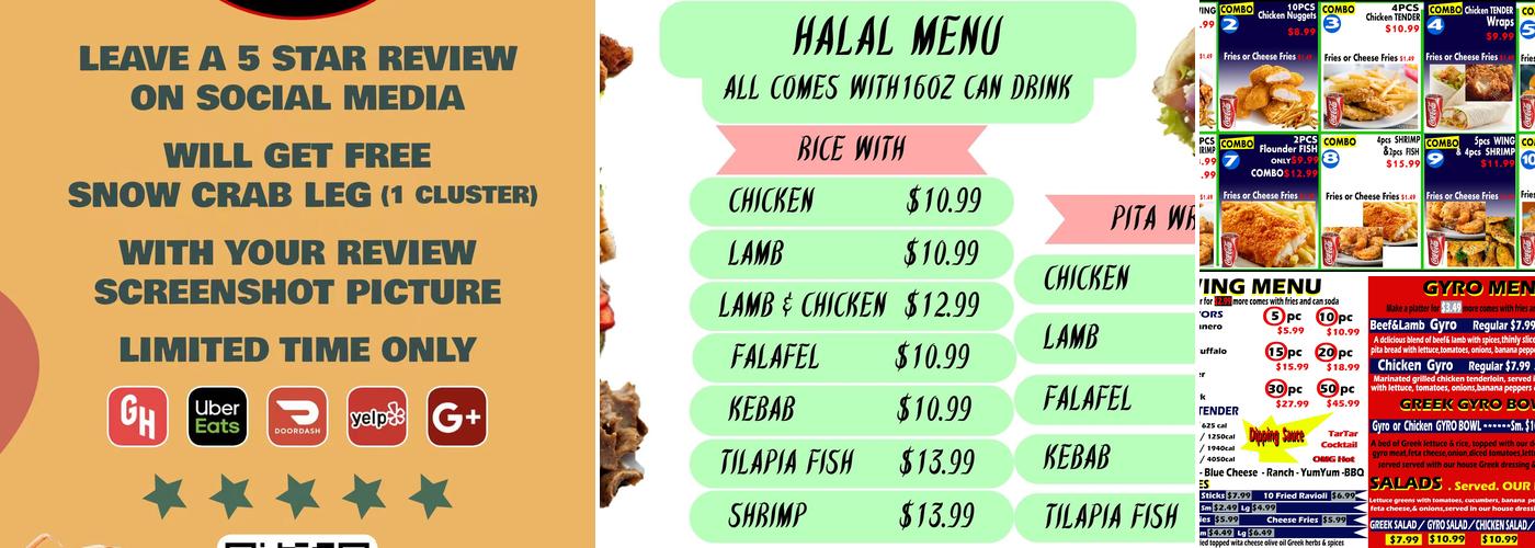 OMG Seafood and Chicken Menu