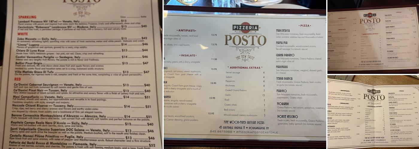 Pizzeria Posto at Eastdale Menu