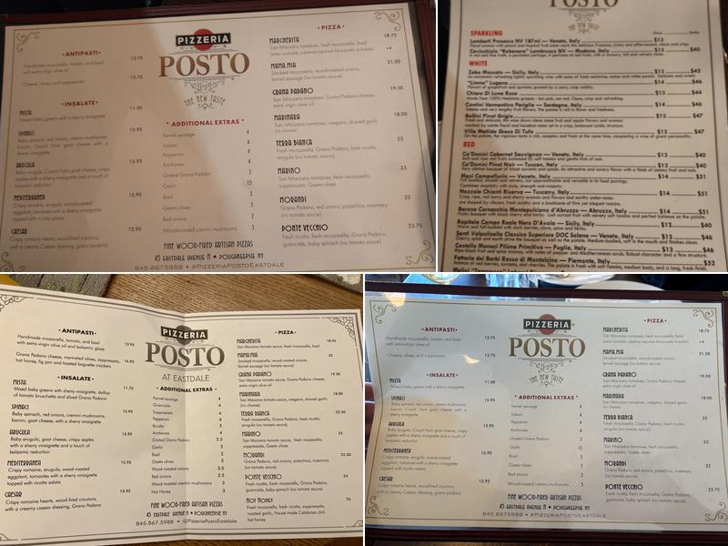 Pizzeria Posto at Eastdale Menu