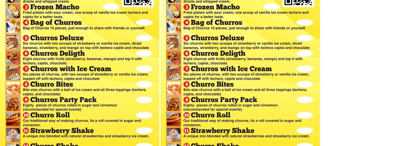Churros hueso's Menu