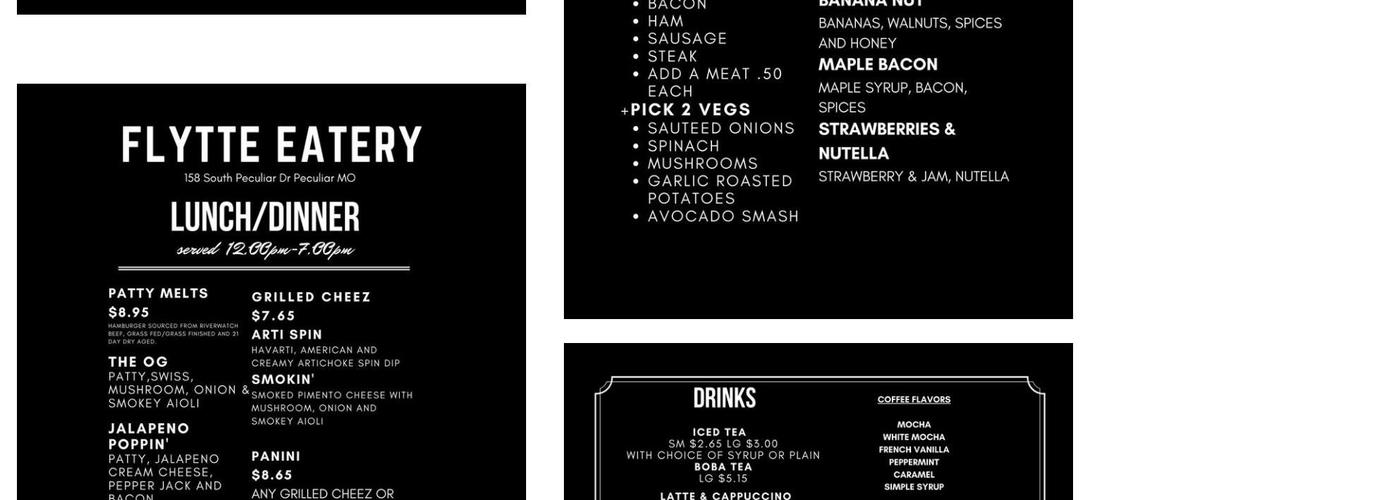 Flytte Eatery Menu