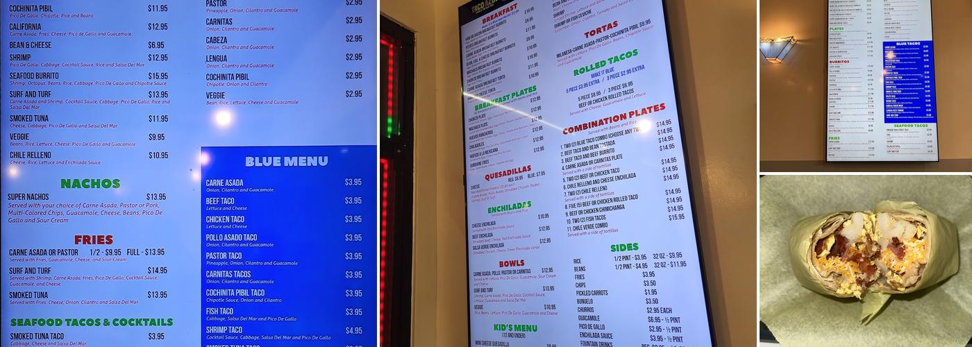 Taco Azul, INC Menu