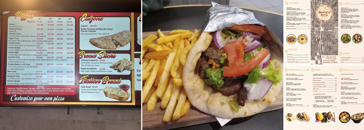 Sofie's Pita Menu