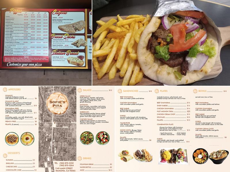 Sofie's Pita Menu