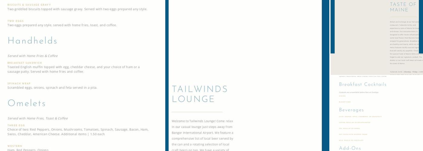 Tailwinds Grille Menu