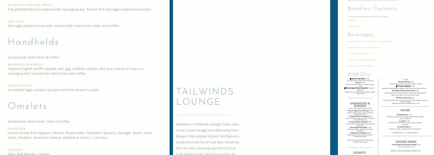 Tailwinds Grille Menu